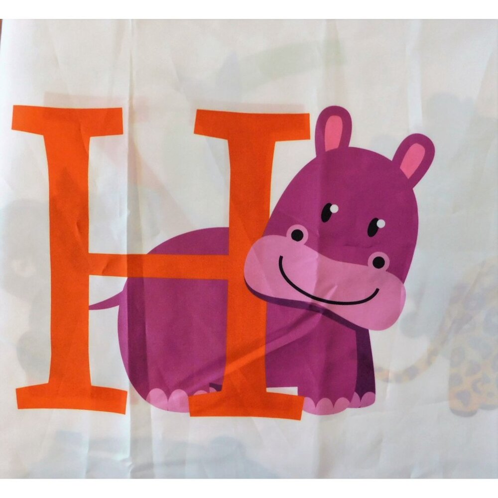 Kids Alphabet Numbers Shower Curtain 71 x 71 Animals ABC Colorful White Cute - Picture 7 of 9